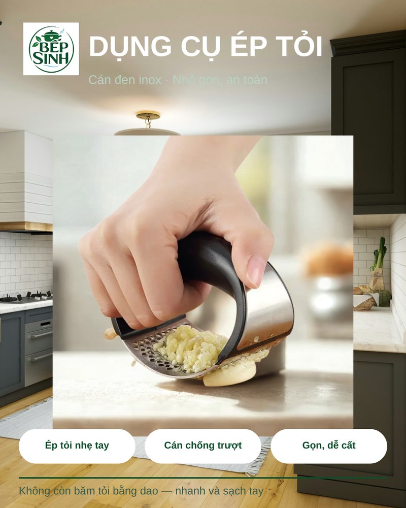 Dụng cụ ép tỏi cán đen BẾP SINH