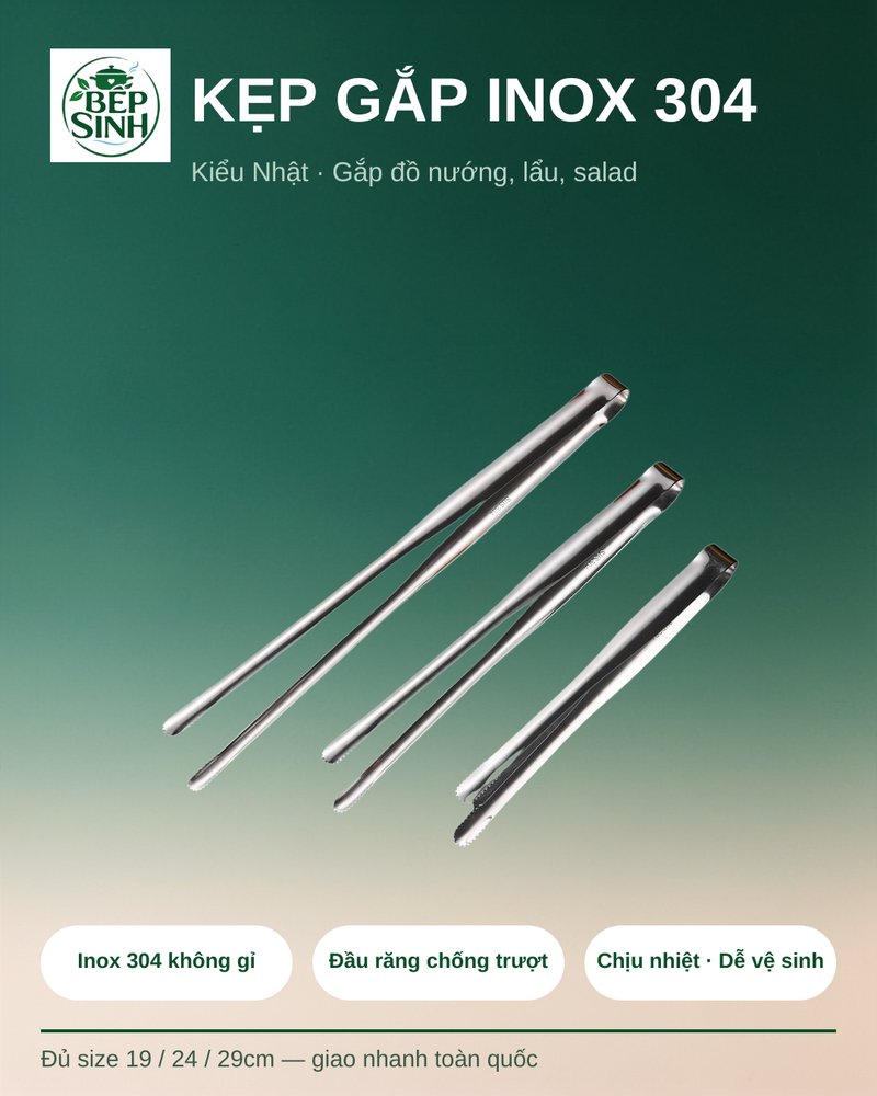 Kẹp gắp kiểu Nhật (thép không gỉ) BẾP SINH