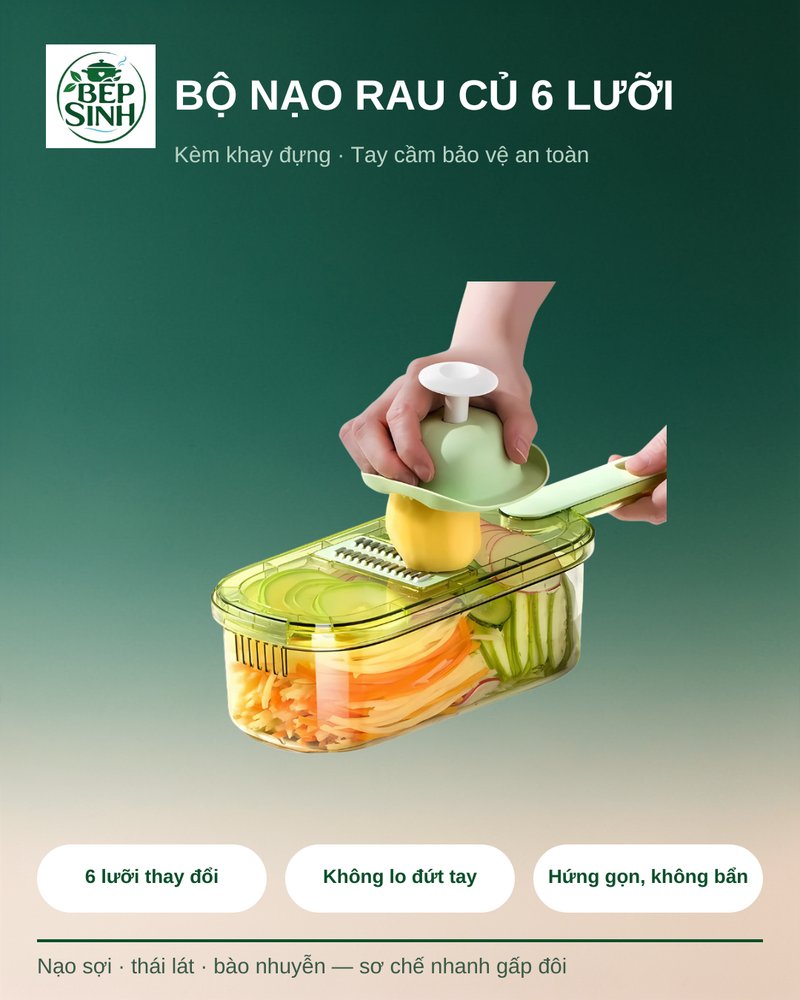 Bộ nạo rau củ 6 lưỡi hộp đa năng BẾP SINH